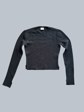 Abercrombie & Fitch Cropped Knit Sweater Black Long Sleeve XS